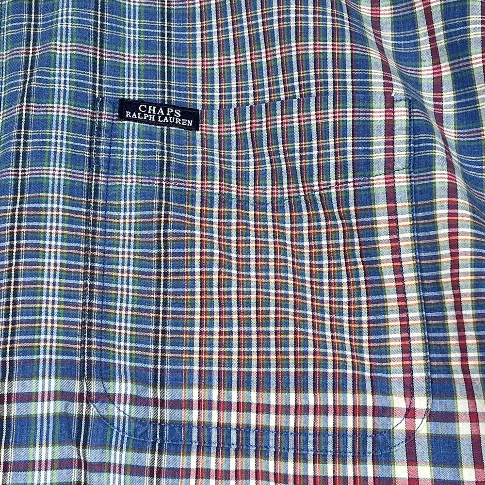 VTG Ralph Lauren Chaps Shirt Mens XL Multicolor Plaid Short Sleeve Button-Down - Picture 3 of 11